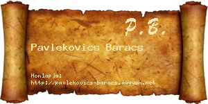 Pavlekovics Baracs névjegykártya